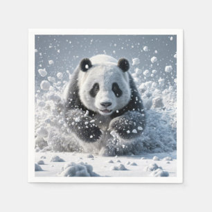 Panda Bär läuft im Schnee Serviette