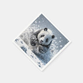 Panda-Bär läuft im Schnee Serviette (Ecke)