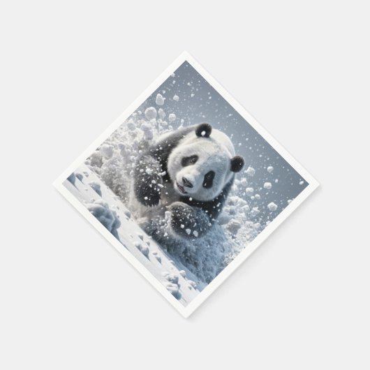 Panda-Bär läuft im Schnee Serviette (Ecke)