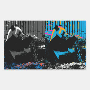 Panda-Bär Mehrbild Moderne Kunst Gestaltung Rechteckiger Aufkleber