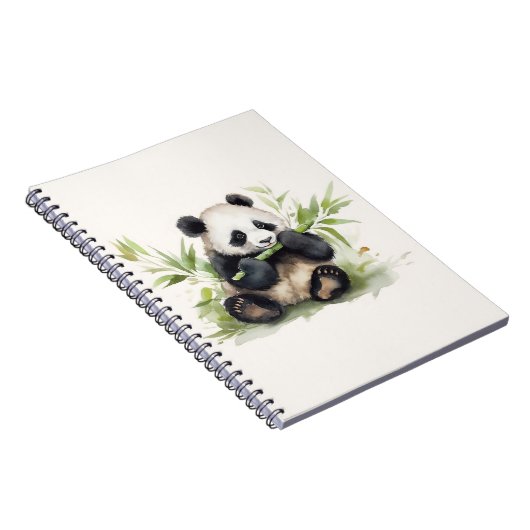 Panda Bär mit Bamboo Notizblock (Rechte Seite)