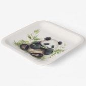 Panda Bär mit Bamboo Pappteller (Gewinkelt)