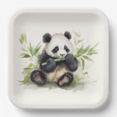 Panda Bär mit Bamboo Pappteller (Vorderseite)