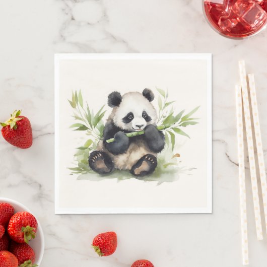Panda Bär mit Bamboo Serviette (Beispiel)