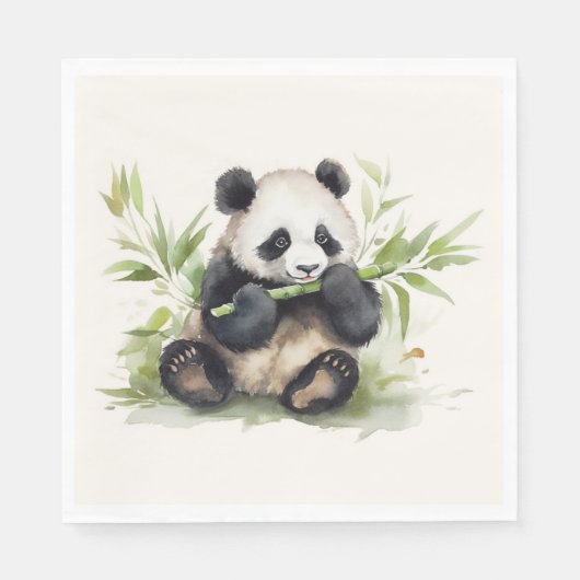 Panda Bär mit Bamboo Serviette (Vorderseite)