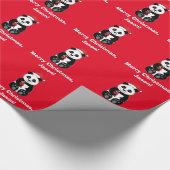 Panda Bär mit Bamboo Weihnachten individuell anpas Geschenkpapier (Ecke)