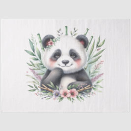 Panda Bär mit Bambus-Blumen-Aquarell Seidenpapier