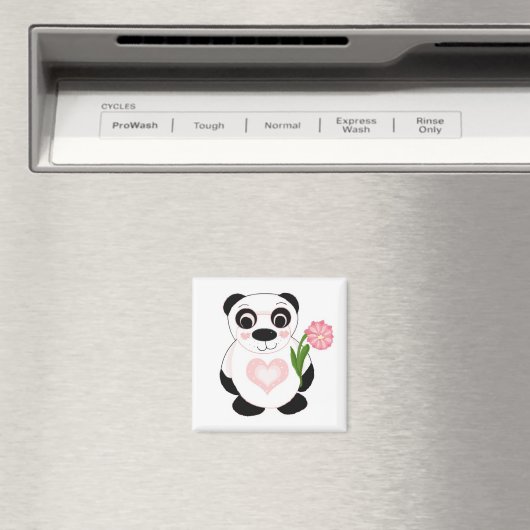 Panda-Bär mit Blume Magnet (In Situ (Geschirrspüler))