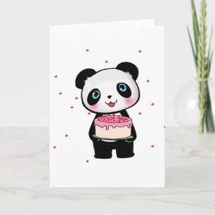 Panda-Bär mit Cake-Fan-Enthusiasten am Geburtstag  Karte