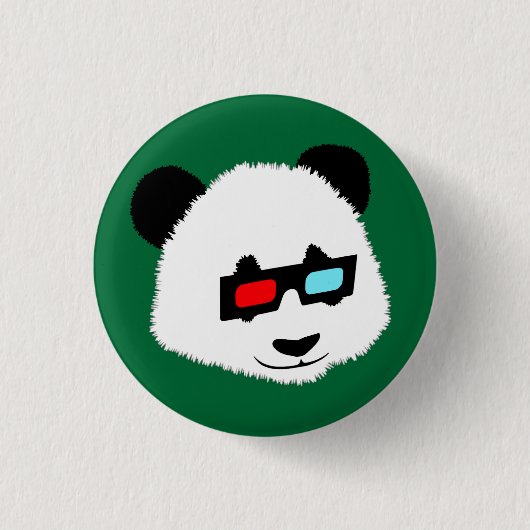 Panda-Bär mit Gläsern 3D Button (Vorderseite)