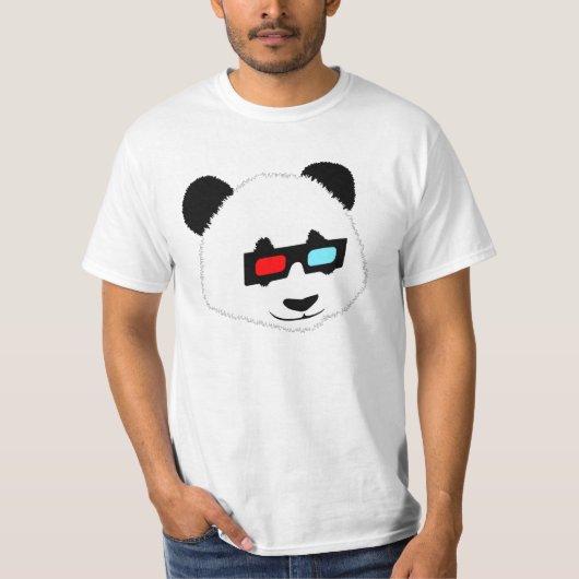 Panda-Bär mit Gläsern 3D T-Shirt (Vorderseite)