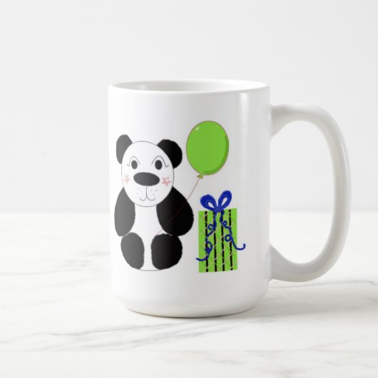 Panda Bär mit grünem Luftballon Kaffeetasse (Rechts)