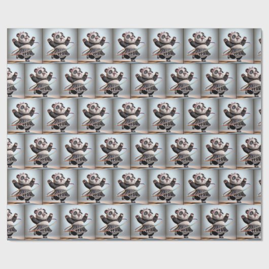Panda Bär mit Hula Hoop Geschenkpapier (Flach)
