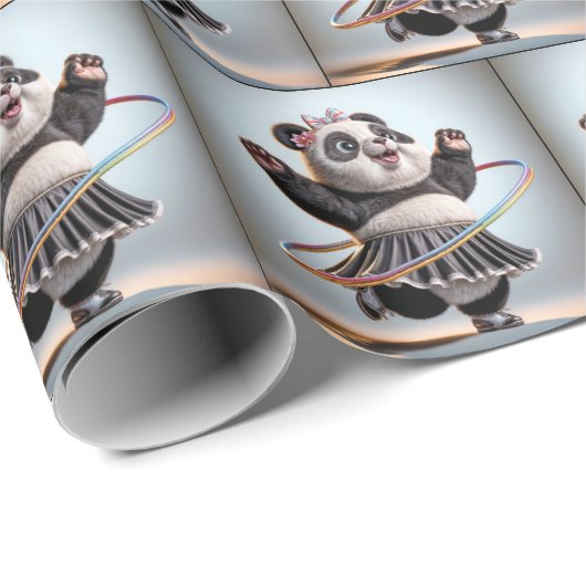 Panda Bär mit Hula Hoop Geschenkpapier (Rolleneckpunkt)