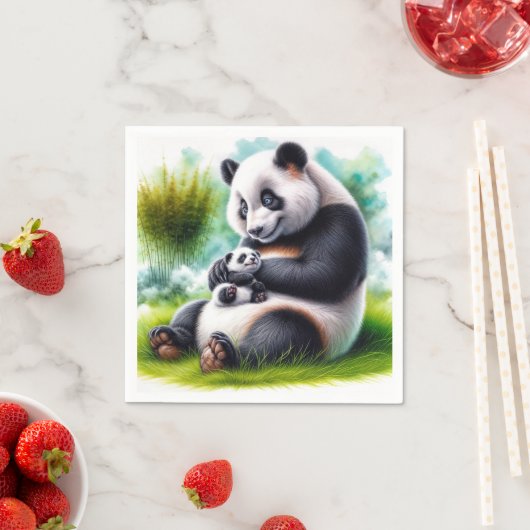 Panda Bär mit ihrer Cube Serviette (Beispiel)