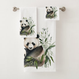 Panda-Bär mit Kübel Badhandtuch Set