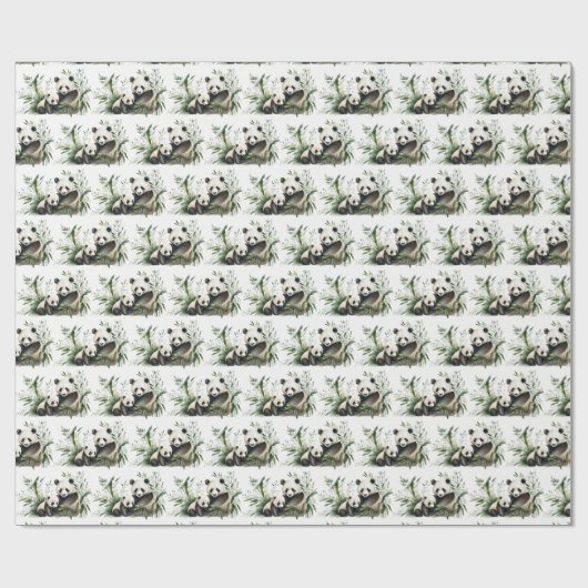 Panda-Bär mit Kübel Geschenkpapier (Flach)