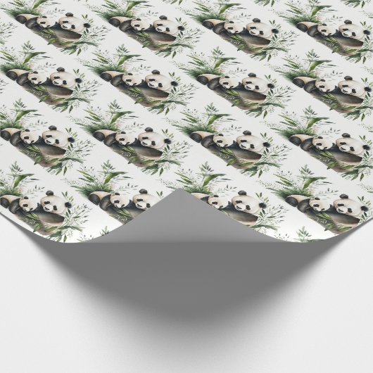 Panda-Bär mit Kübel Geschenkpapier (Ecke)