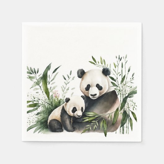 Panda-Bär mit Kübel Serviette (Vorderseite)