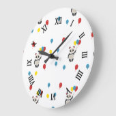 Panda Bär mit Luftballons weiß Große Wanduhr (Winkel)