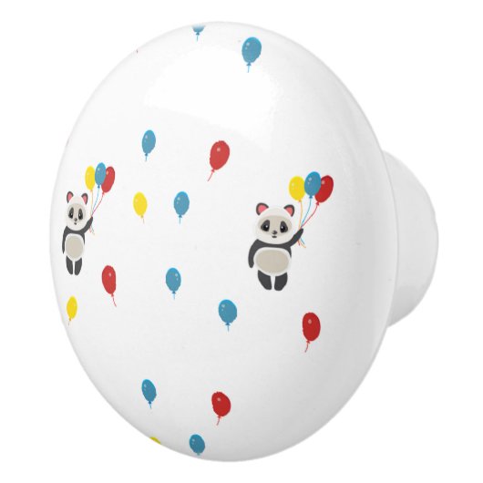 Panda Bär mit Luftballons weiß Keramikknauf (Rechts)