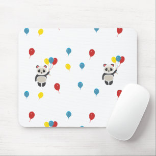 Panda Bär mit Luftballons weiß Mousepad