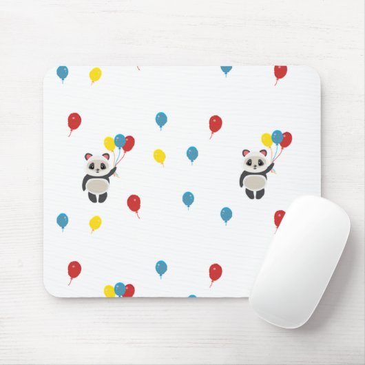 Panda Bär mit Luftballons weiß Mousepad (Mit Mouse)
