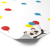 Panda Bär mit Luftballons weiß Poster (Ecke)