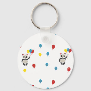Panda Bär mit Luftballons weiß Schlüsselanhänger