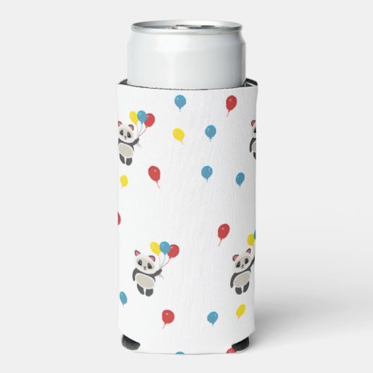 Panda Bär mit Luftballons weiß Selters Dosenkühler (Seltzer Vorderseite)