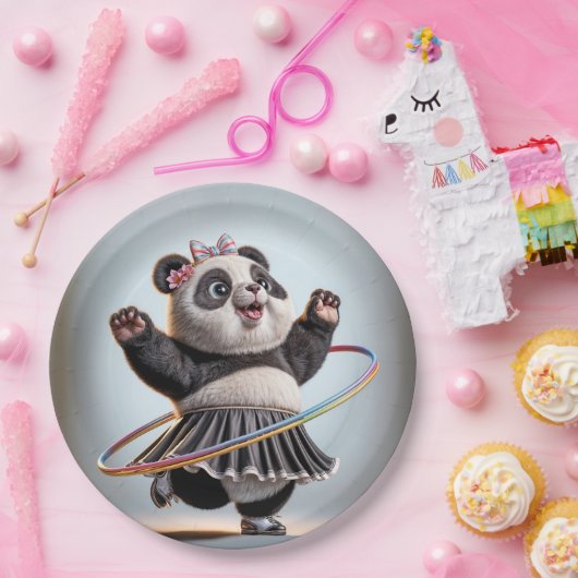 Panda Bär mit Regenbogen Hula Hoop Pappteller (Party)