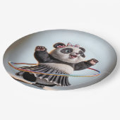 Panda Bär mit Regenbogen Hula Hoop Pappteller (Schrägansicht)
