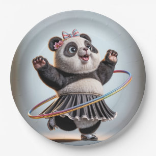 Panda Bär mit Regenbogen-Hula-Hoop Pappteller