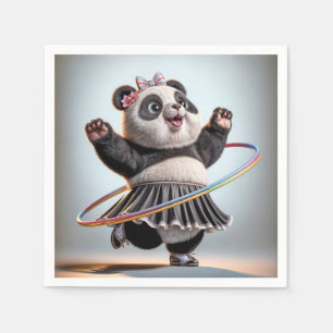 Panda Bär mit Regenbogen Hula Hoop Serviette