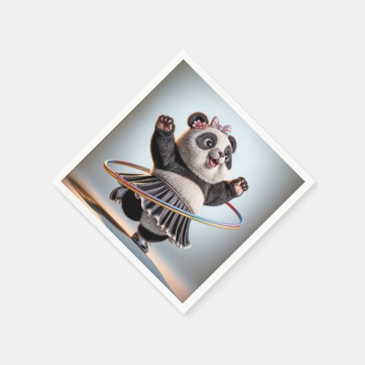 Panda Bär mit Regenbogen Hula Hoop Serviette (Ecke)
