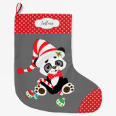 Panda-Bär mit Strickmütze Großer Weihnachtsstrumpf (Vorderseite)