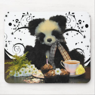 Panda-Bär Mousepad Mousemat, mit Tee und Kuchen