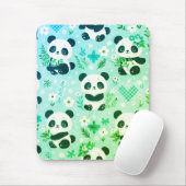 Panda-Bär-Muster Grün Druck Mousepad (Mit Mouse)