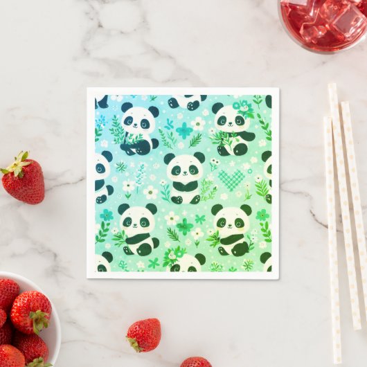 Panda-Bär-Muster Grün Druck Serviette (Beispiel)