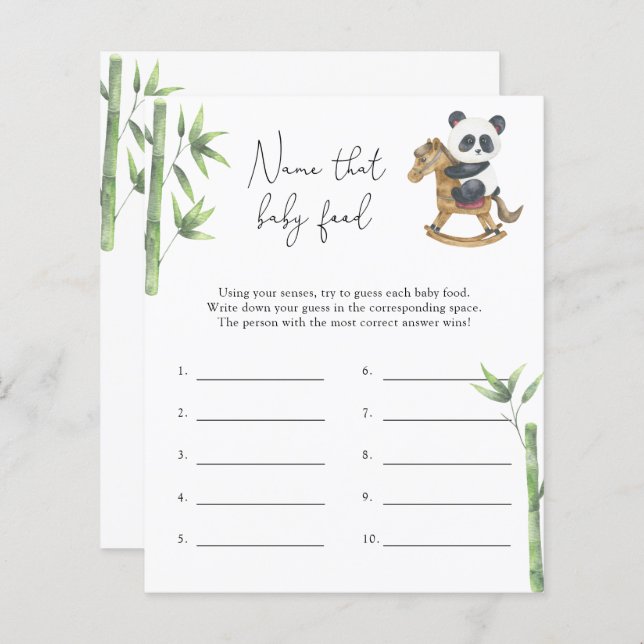 Panda Bär - Name dieses Baby Food Duschgame (Vorne/Hinten)
