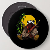Panda-Bär Ninja Samurai-Kriegers-Tier Button (Vorne & Hinten)