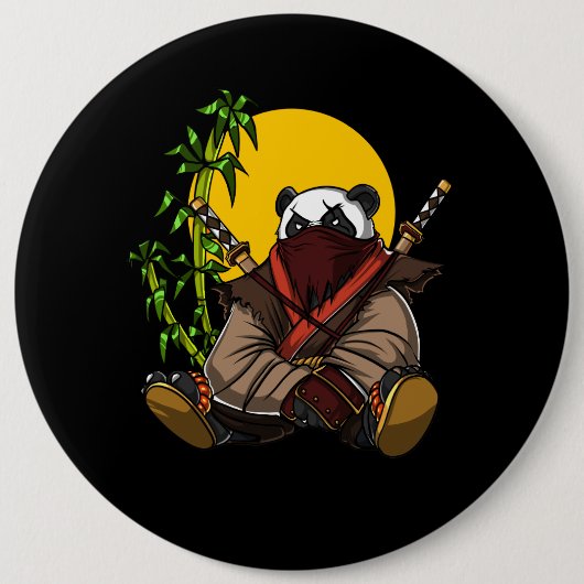 Panda-Bär Ninja Samurai-Kriegers-Tier Button (Vorderseite)