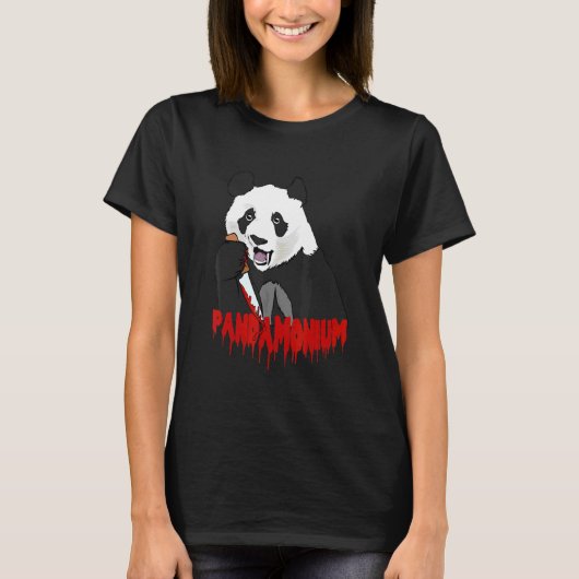 Panda Bär Pandamonium Mörderischer Panda T-Shirt (Vorderseite)