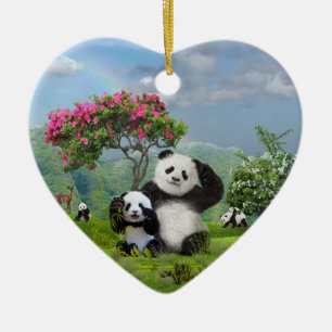Panda-Bär-Paradies Keramik Ornament