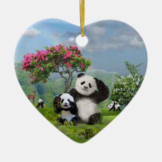Panda-Bär-Paradies Keramik Ornament (Vorne)