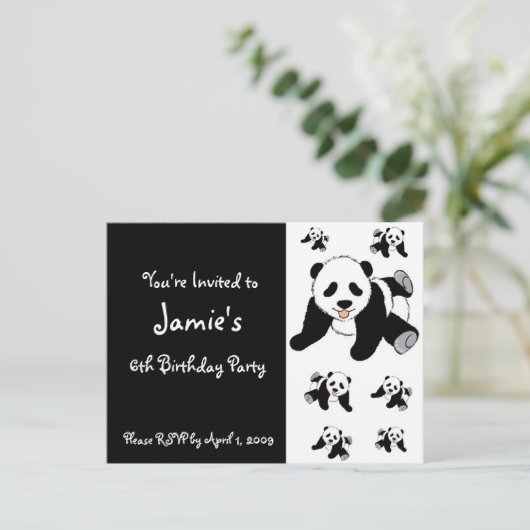 Panda-Bär-Party Einladungen (Stehend Vorderseite)