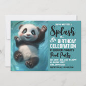 Panda-Bär plashen, Pool-Party Geburtstag Einladung (Vorderseite)