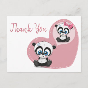 Panda-Bär Rosa Herz Danke Hochzeitsfeier Postkarte