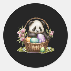 Panda Bär sitzend in Ostereier Körbe Thema Runder Aufkleber