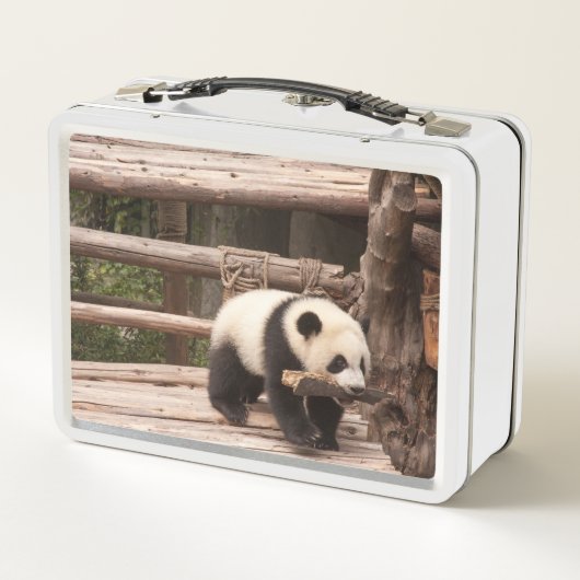 Panda Bär spielend Metal Lunchbox (Rückseite)